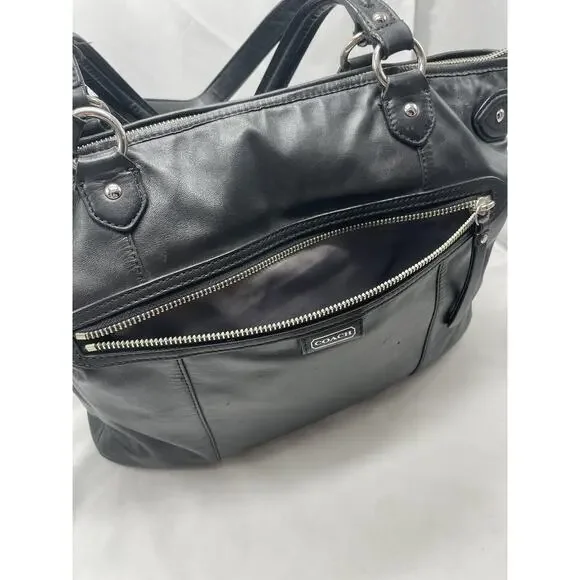 Vintage Coach Daisy Emma F23973 Black Leather‎ Shoulder Bag Tote 16"x12" - Picture 9 of 16